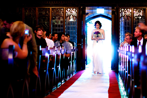 wedding photo by Kevin Weinstein Photography - beautiful bride walking down the aisle 
